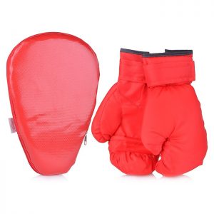 Набор для бокса лапа боксерская 27х18,5*4 см. с перчатками. Красный+синий