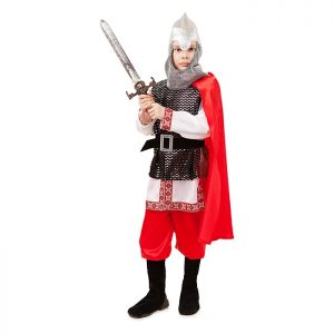 Карнавальный костюм Богатырь (кольчуга, рубаха, шлем, брюки, плащ, меч) размер 134-34
