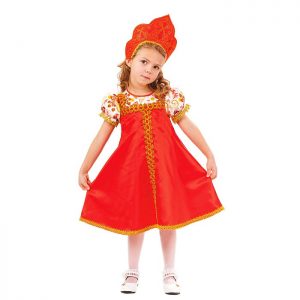 Карнавальный костюм Красна-девица (платье, кокошник) размер 122-64