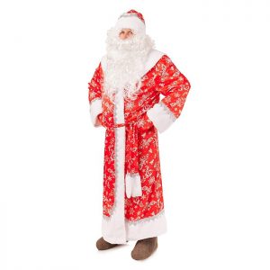 Карнавальный костюм Дед Мороз Морозко (шуба, шапка,борода, варежки, мешок, пояс) размер 182-54-56